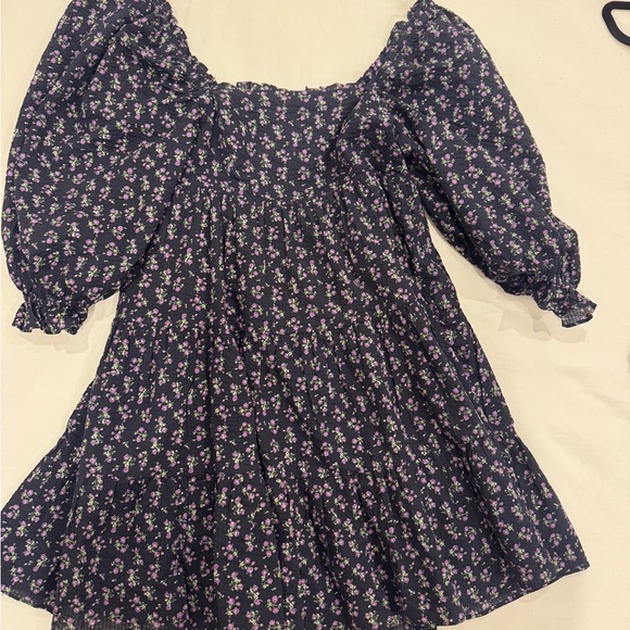 Storia Navy and Purple Floral Casual Dress - Picture 3 of 4